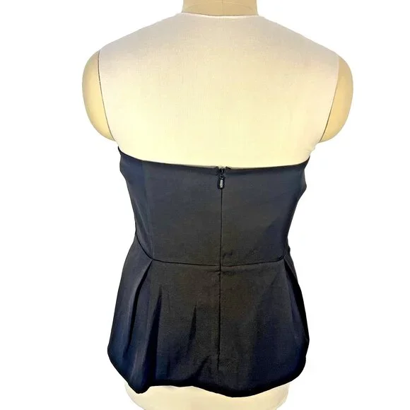 City Chic Black Strapless Peplum Top Womens Size 22W Zip Back Sweetheart - Picture 8 of 16